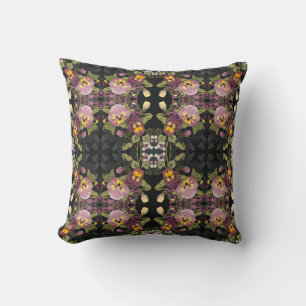Art Nouveau Garden of Pansies Vintage Cushion