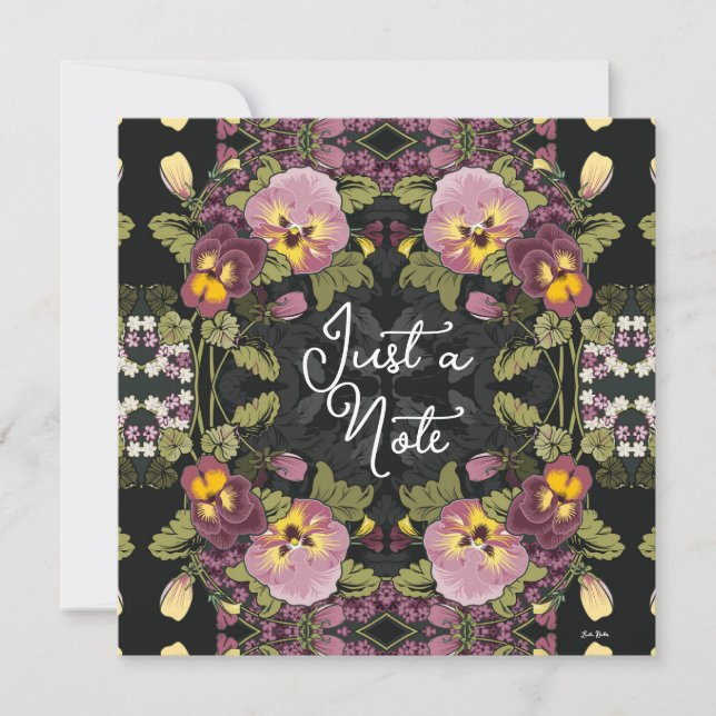 Art Nouveau Garden of Pansies Vintage Flat Card (Front)