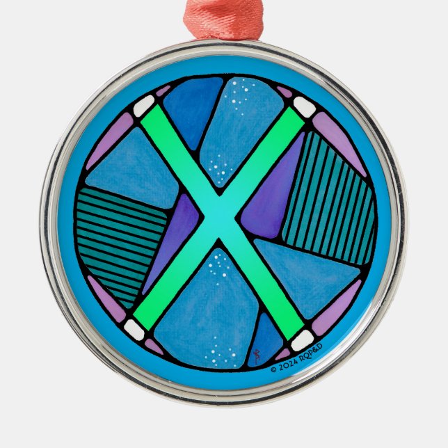 Art Nouveau Gebo Rune of Unity Metal Tree Decoration (Front)