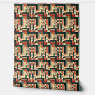 Art Nouveau Geometric Fall Colors Custom Wallpaper