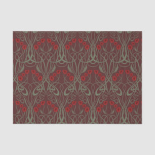 Art Nouveau Geometric Poppies and Sinuous Stems Tissue Paper