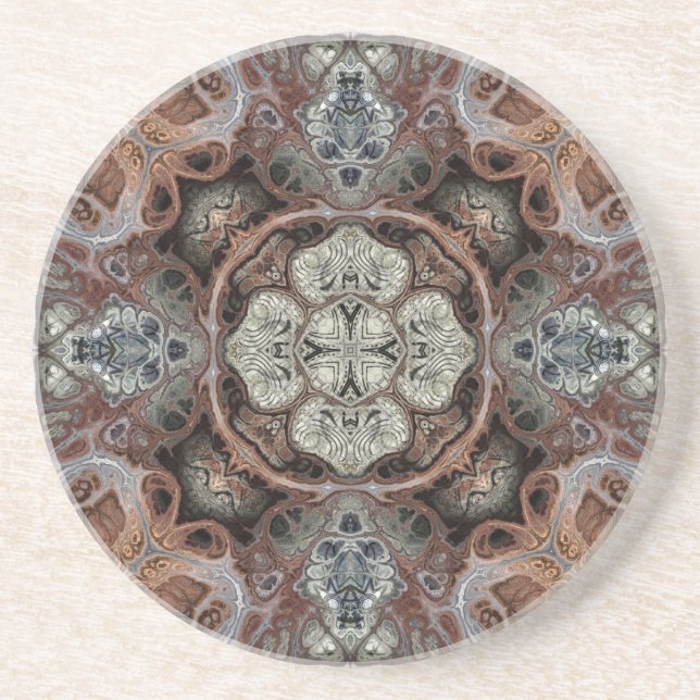 Art nouveau geometric vintage pattern  coaster (Front)