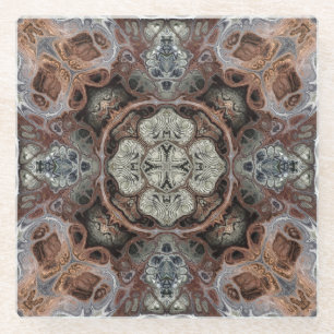 Art nouveau geometric vintage pattern glass coaster