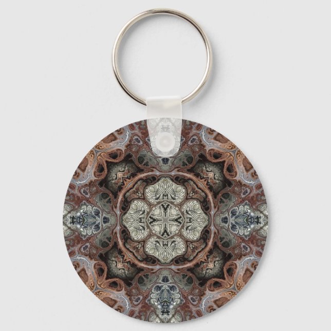 Art nouveau geometric vintage pattern  key ring (Front)