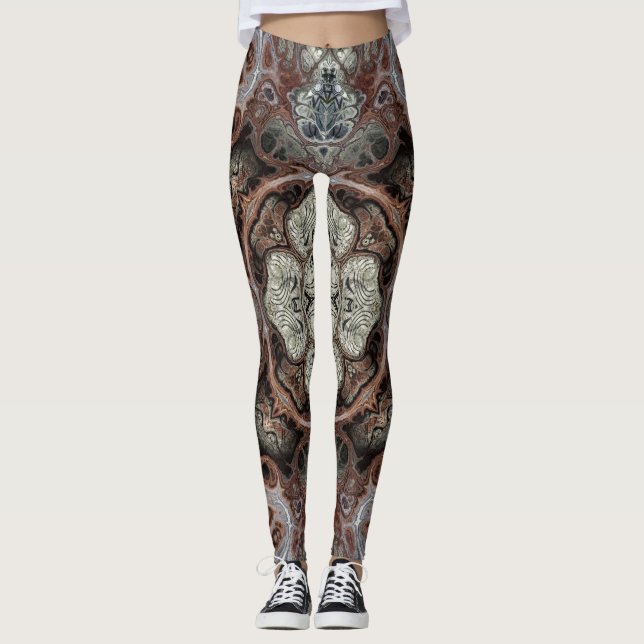 Art nouveau geometric vintage pattern  leggings (Front)