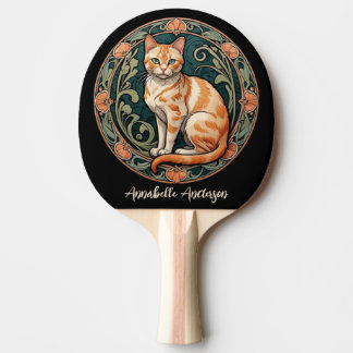 Art Nouveau Ginger Cat Personalise Ping Pong Paddle