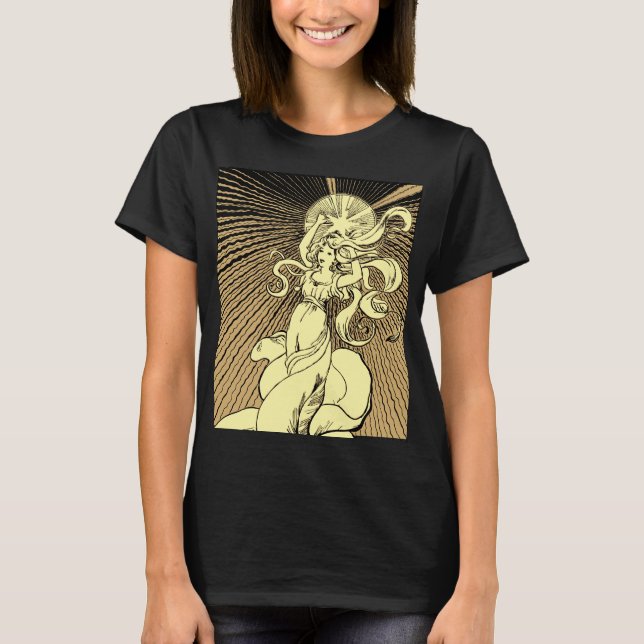 Art Nouveau Girl Reaching For The Stars T-Shirt (Front)