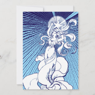 Art Nouveau Girl With Shining Star Holiday Card