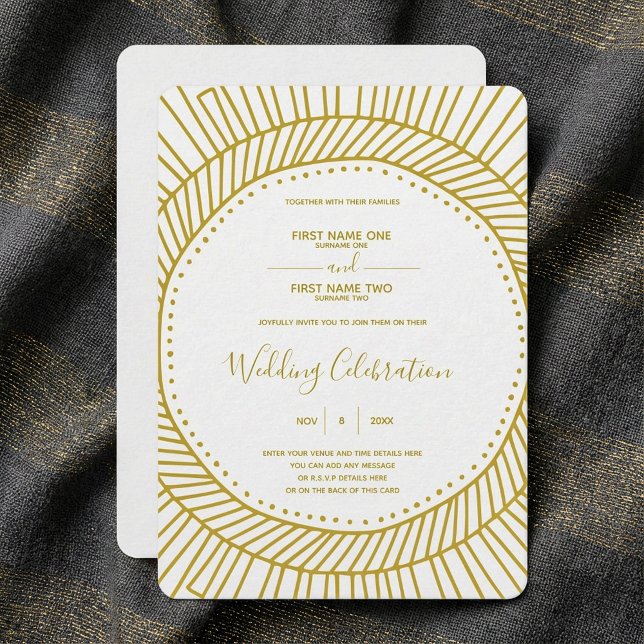 Art nouveau gold and white wedding invitation (Art nouveau gold and white wedding invitation.)