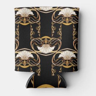 Art Nouveau: Gold Black Can Cooler