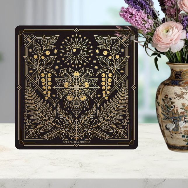 Art Nouveau Gold Botanical Celestial Illustration  Tile (Creator Uploaded)