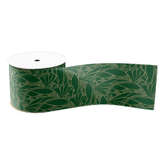 Art Nouveau Gold Filigree on Emerald Grosgrain Ribbon