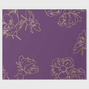 Art Nouveau Gold Flowers Wrapping Paper