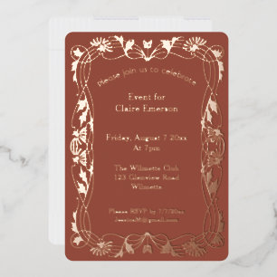 Art Nouveau Gold Foil Invitation Elegant Vintage