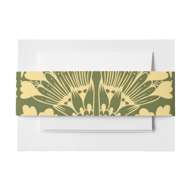 Art Nouveau Gold Green Botanical Invitation Belly Band (Front Example)