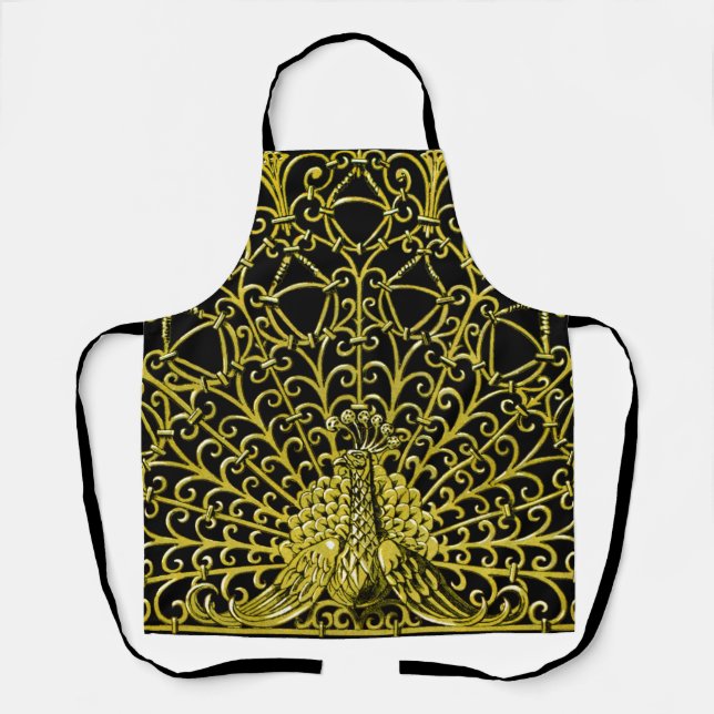 Art Nouveau Gold Peacock Apron (Front)