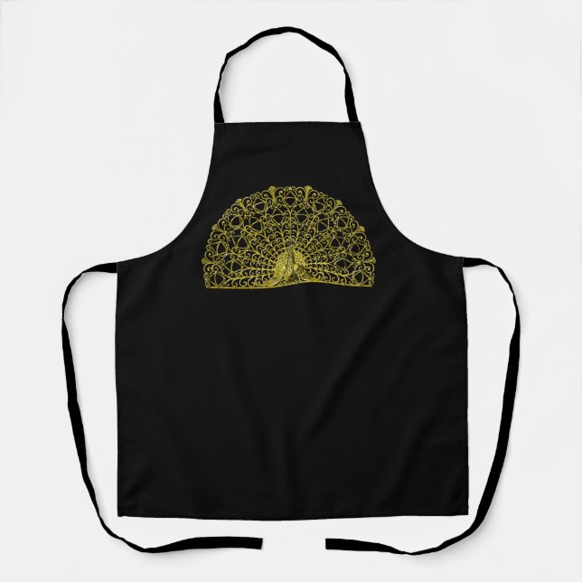 Art Nouveau Gold Peacock Apron (Front)