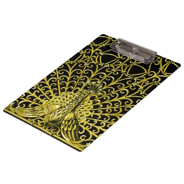 Art Nouveau Gold Peacock Clipboard (Angled)