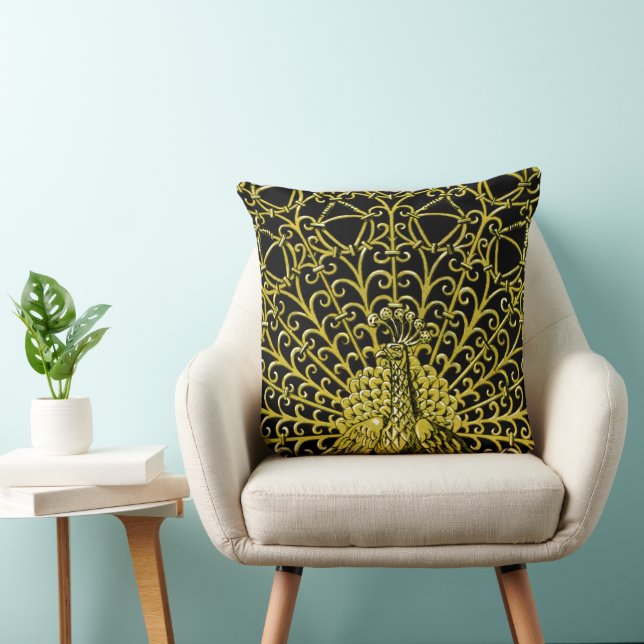 Art Nouveau Gold Peacock Cushion (Chair)