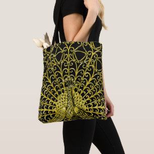 Art Nouveau Gold Peacock Tote Bag