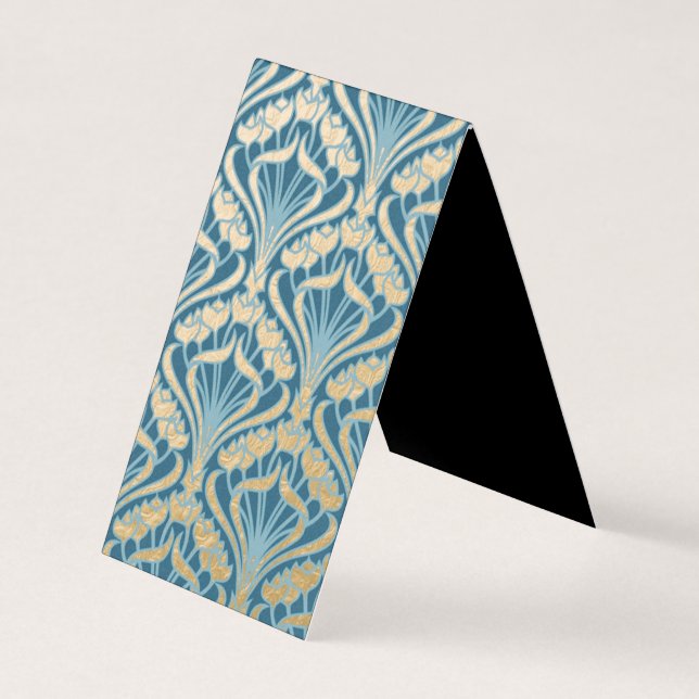 Art Nouveau,gold,teal,damask,floral,pattern,chic Business Card (Front)