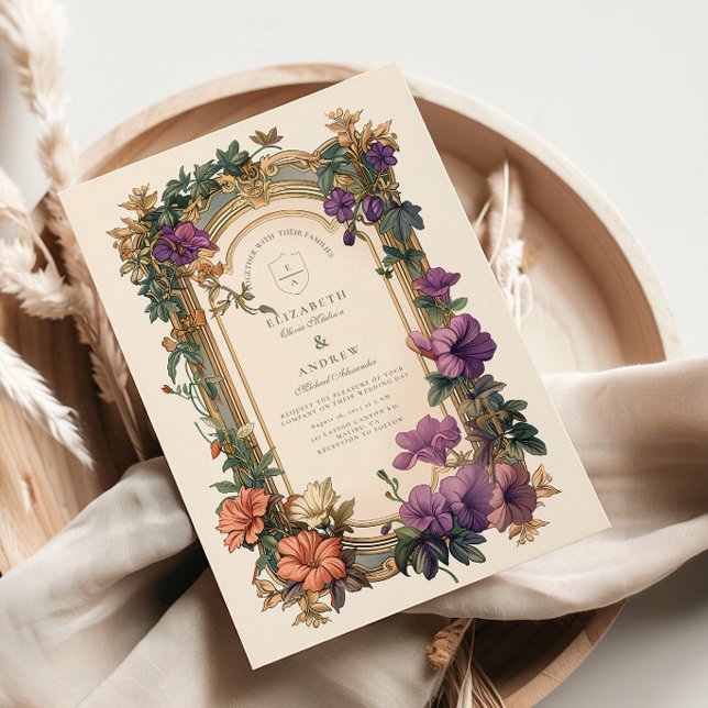 Art Nouveau Golden Arch Floral Wedding Invitation (Creator Uploaded)