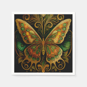 Art Nouveau Golden Butterfly Napkin