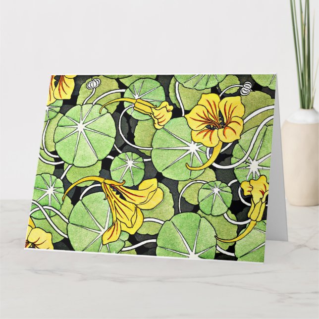 Art Nouveau Golden Nasturtium pattern Card (Front)