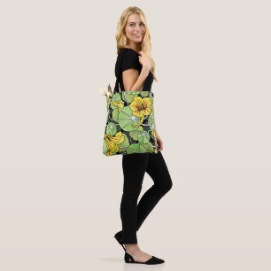 Art Nouveau Golden Yellow Nasturtium pattern Tote Bag