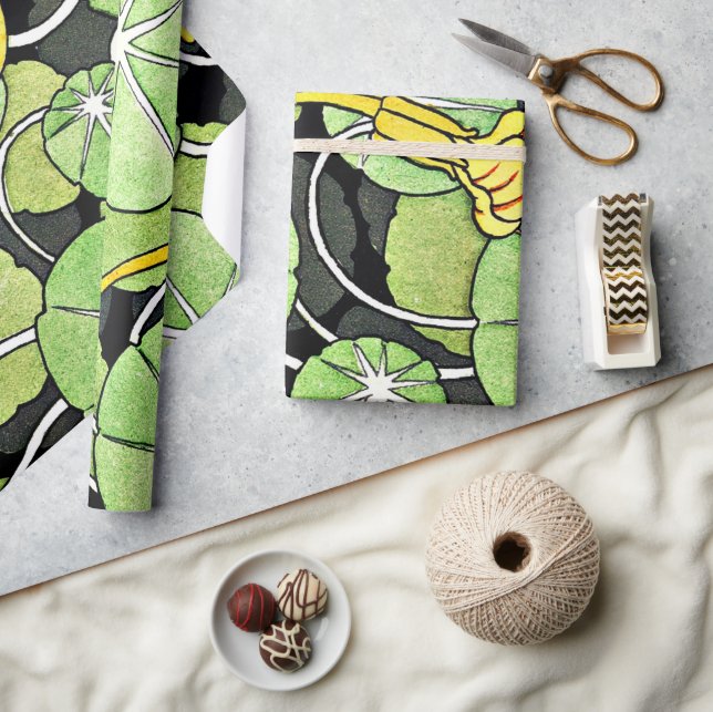 Art Nouveau Golden Yellow Nasturtium pattern Wrapping Paper (Crafts)