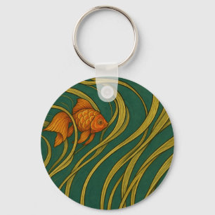 Art Nouveau Goldfish  Key Ring