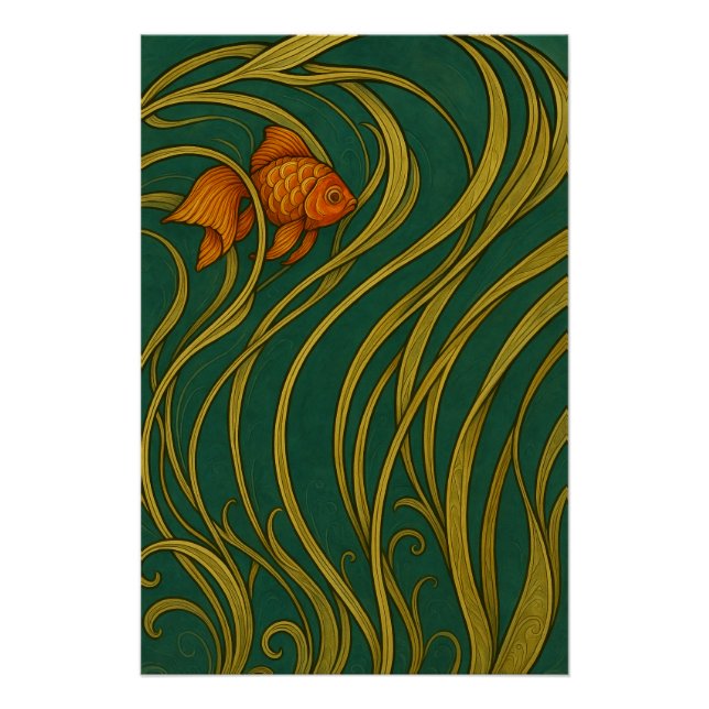 Art Nouveau Goldfish  Poster (Front)