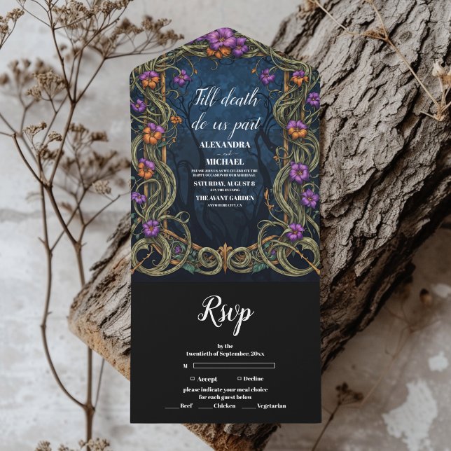 Art Nouveau Gothic Halloween Wedding All In One Invitation (Creator Uploaded)