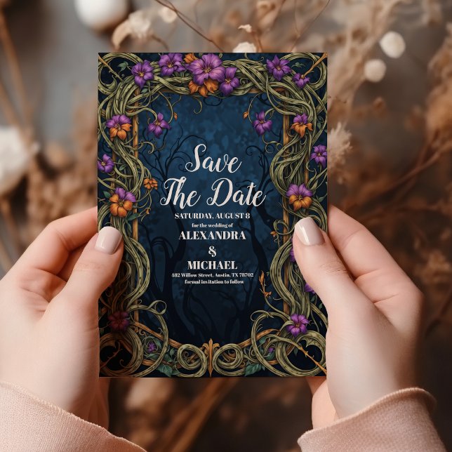 Art Nouveau Gothic Halloween Wedding Save The Date (Creator Uploaded)