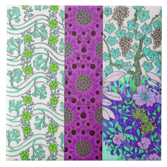 Art nouveau Grapevine floral vintage Tile (Front)