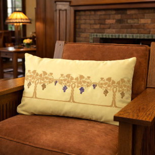 Art Nouveau Grapevines Stencil Frieze Pattern Lumbar Cushion