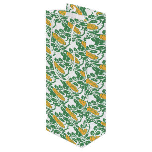 Art Nouveau Green Buttercup floral wallpaper Wine Gift Bag