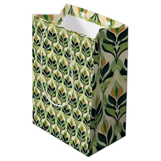 Art Nouveau Green Leaves Botanical Gift Bag