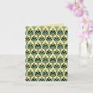 Art Nouveau Green Leaves Botanical Greeting Card