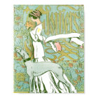 Art Nouveau Greyhound and Lady with Flower