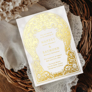 Art Nouveau Hand Drawn Blossoms Initials Wedding