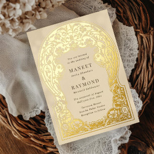 Art Nouveau Hand Drawn Blossoms Initials Wedding