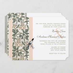 Art Nouveau HoneySuckle Hummingbird Wedding Invitation
