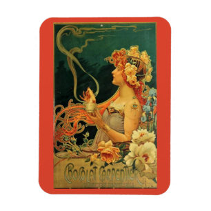 Art nouveau hot chocolate floral advertisement magnet