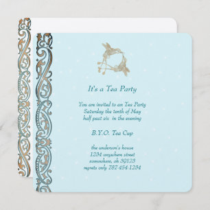 Art Nouveau Hummingbird Tea Party Invitations