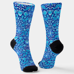 Art Nouveau Hyacinth Print, Navy & Cobalt Blue Socks