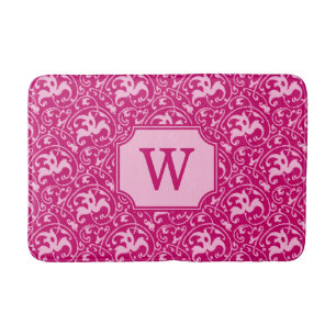 Art Nouveau Ikat - Fuchsia and Pale Pink Bath Mat