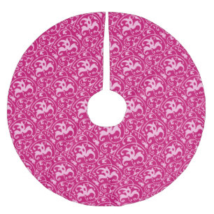 Art Nouveau Ikat - Fuchsia and Pale Pink Brushed Polyester Tree Skirt