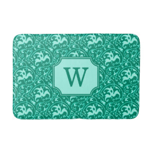 Art Nouveau Ikat - Turquoise and Aqua Bath Mat