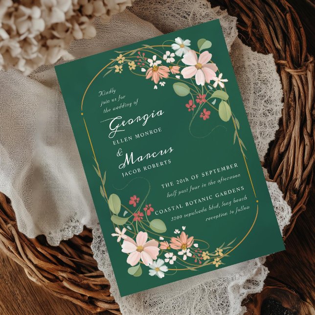 Art Nouveau Illustrated Floral Wedding Invitation (Creator Uploaded)